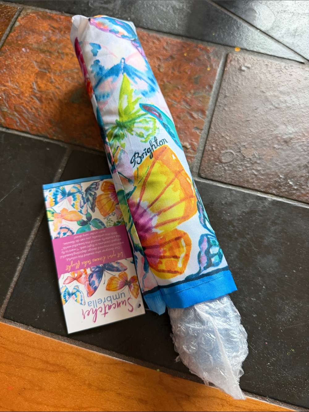 Brighton Multicolor Butterfly Print umbrella NEW NWT